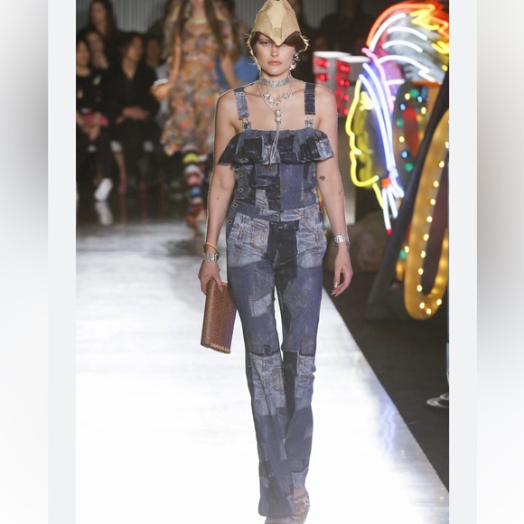 Moschino Pants - Moschino couture runway 2018 denim printed overalls